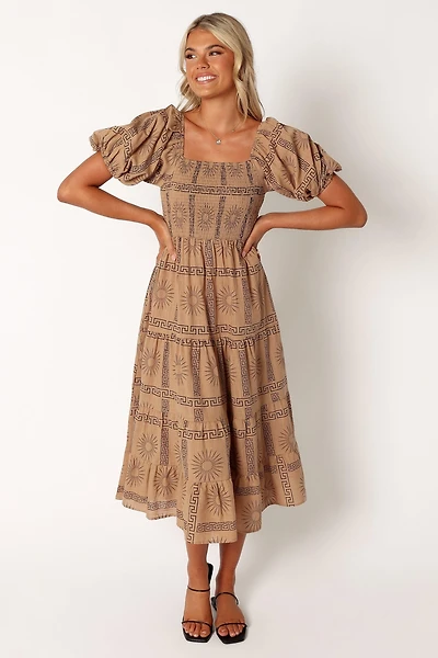 Soliel Puff Sleeve Midi Women's Dress