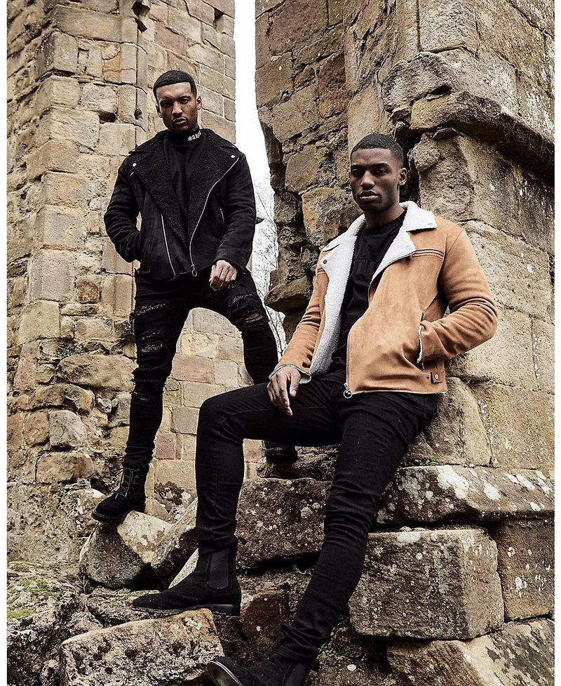 Saint Morta Men's Imperial Faux Sherpa Biker Jacket