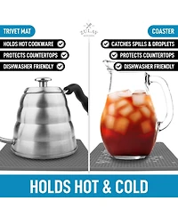 Zulay Kitchen 4 Pack Non-Slip Silicone Trivet Mat Set