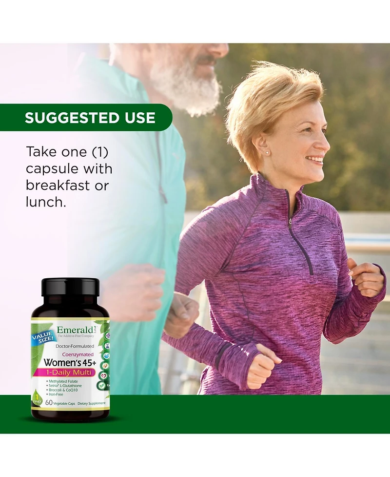 Emerald Labs Women's 45+ 1-Daily Multi - With Coenzymated B's, Methylated Folic Acid, plus Setria L-Glutathione, CoQ10, K2 and Broccoli Extract