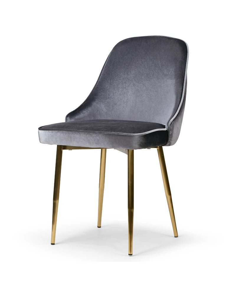 Glamour Home 34" Alpha Velvet Fabric, Steel Dining Chair, Set of 2