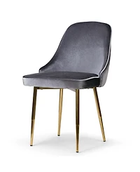Glamour Home 34" Alpha Velvet Fabric, Steel Dining Chair, Set of 2