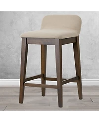 Glamour Home 25" Atia Rubberwood, Fabric Counter Height Stool, Set of 2