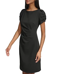 Karl Lagerfeld Paris Women's Puff-Sleeve Side-Pleated Dress