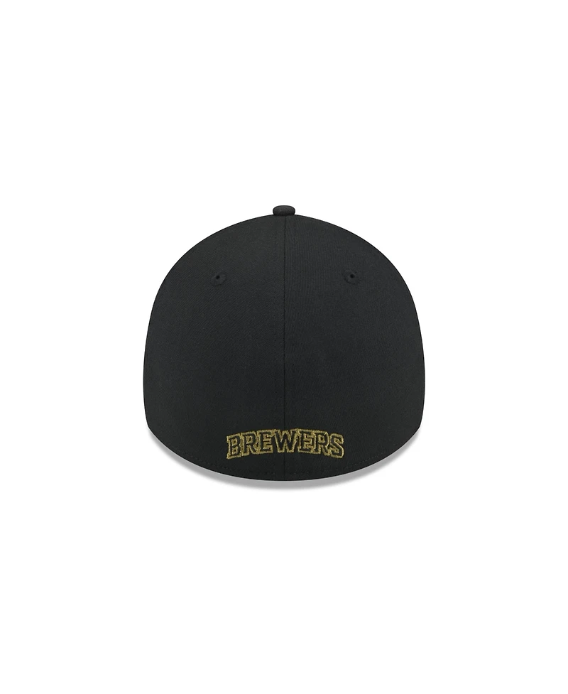 New Era Men's Black Milwaukee Brewers 2024 Armed Forces Day 39THIRTY Flex Hat