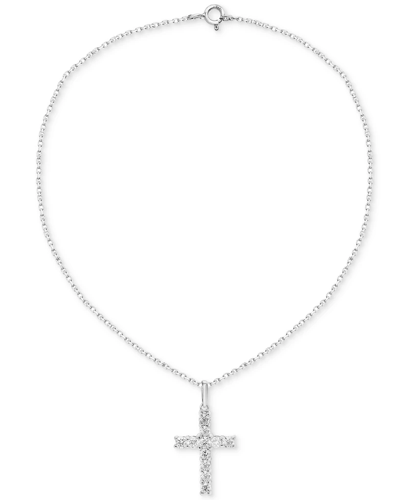 Forever Grown Diamonds Lab-Created Diamond Cross 18" Pendant Necklace (1/2 ct. t.w.) in Sterling Silver or 14K Gold-Plated Sterling Silver