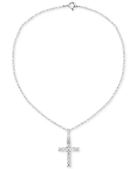 Forever Grown Diamonds Lab-Created Diamond Cross 18" Pendant Necklace (1/2 ct. t.w.) in Sterling Silver or 14K Gold-Plated Sterling Silver