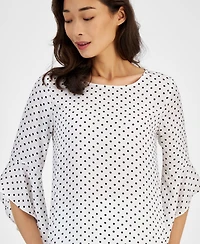 Kasper Women's Polka Dot 3/4 Flutter Sleeve Top, Created for Macy's