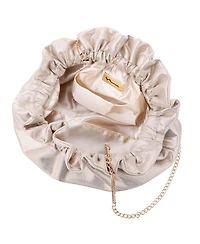 Nina Metallic Gathered Crossbody Pouch Bag