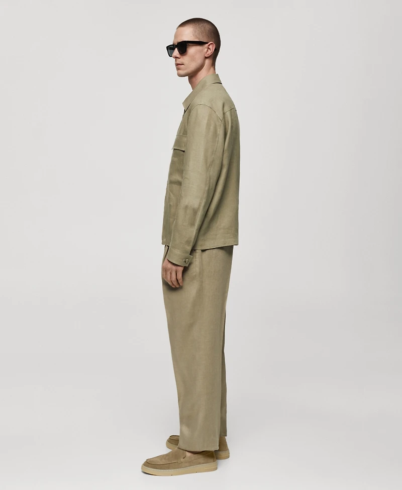 Mango Men's Zipper Linen Jacket