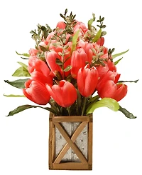 National Tree Company 20 Planter with Pink Tulips