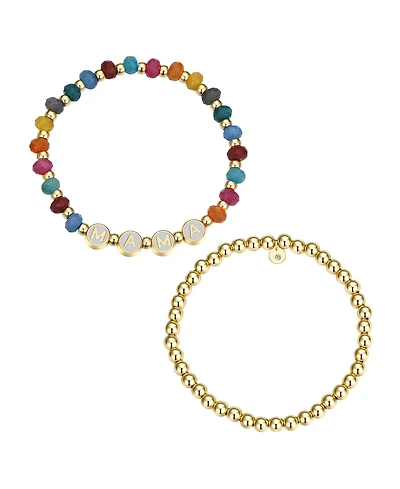Unwritten Multi Color Quartz Mama Stone and Beaded Stretch Bracelet Set