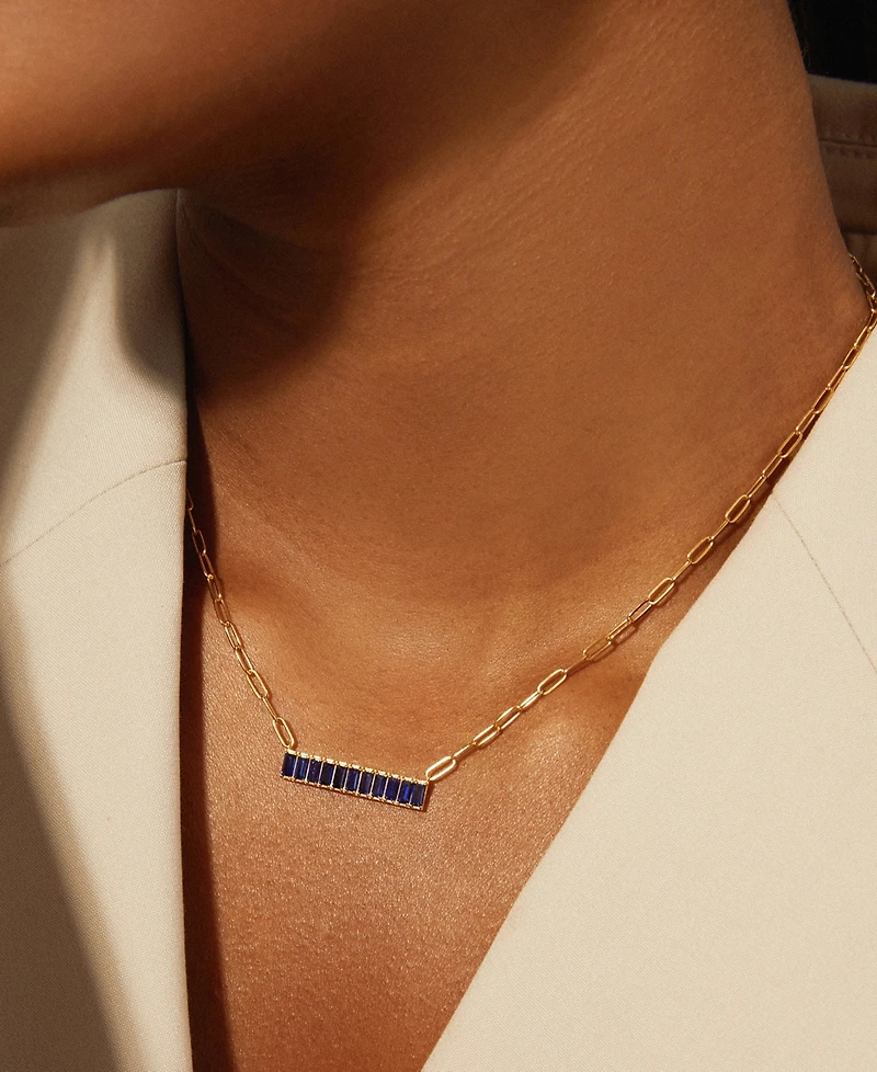 Audrey by Aurate Nano Emerald Color Baguette Bar Pendant Necklace (1 ct. t.w.) Gold Vermeil, 17" (Also White Sapphire Color, Ruby Colo