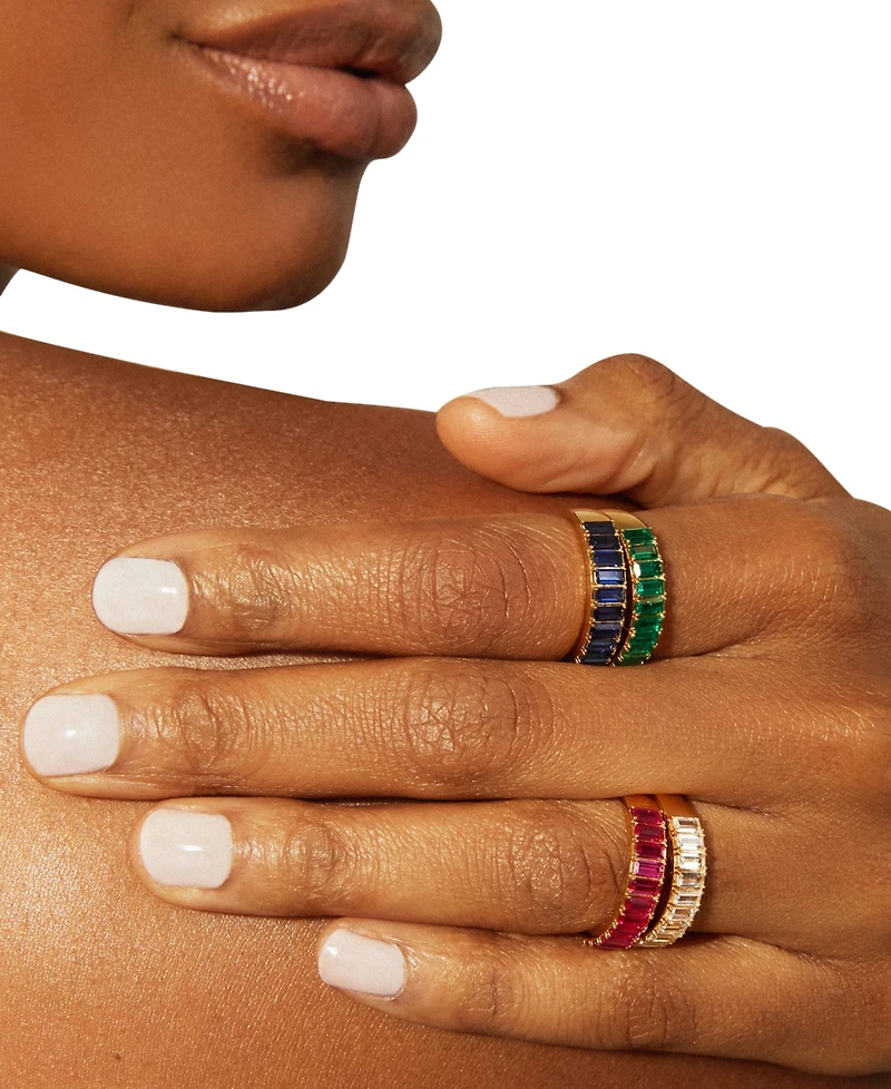 Audrey by Aurate Nano Emerald Color Baguette Ring (1 ct. t.w.) Gold Vermeil (Also White Sapphire Color, Ruby & Blue Sapphi