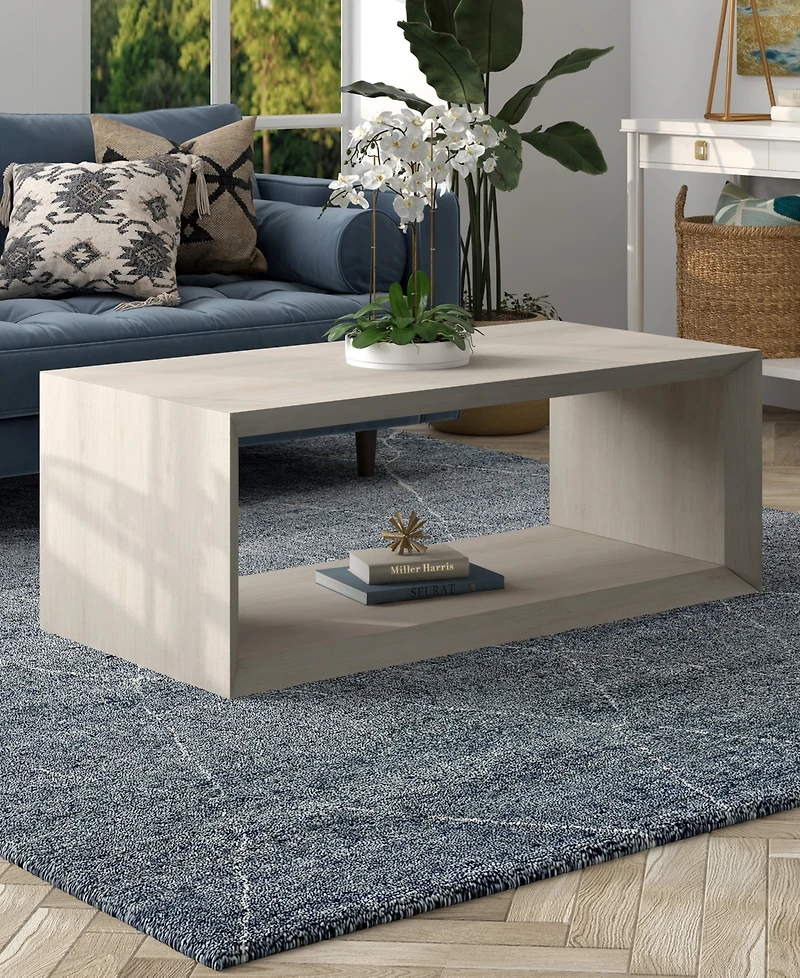 Hudson & Canal Osmond 48" Wide Rectangular Coffee Table in Alder White