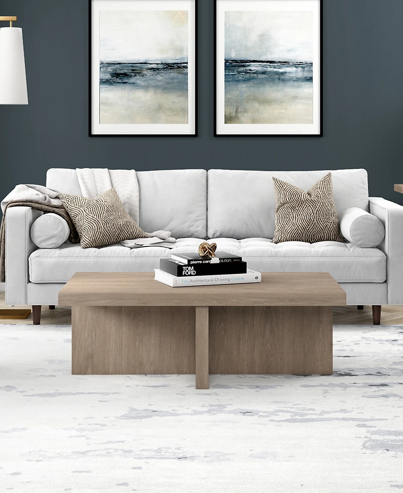 Hudson & Canal Elna 44" Wide Rectangular Coffee Table in Antiqued Gray Oak