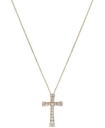 Diamond Cross Pendant Necklace (1 ct. t.w.) in 14k Gold, 16" + 2" extender