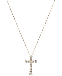 Diamond Cross Pendant Necklace (1 ct. t.w.) in 14k Gold, 16" + 2" extender