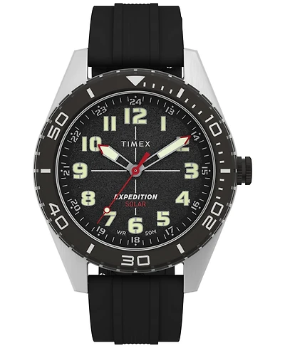 Timex Men's Expedition Field Analog Solar Black Silicone Strap 43mm Round Watch