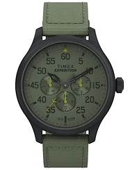 Timex Men's Expedition Field Quartz Analog Green material Strap 43mm Round Watch