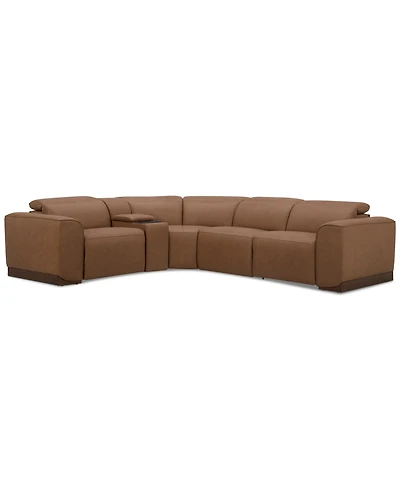 Lovro 5-Pc. Leather Sectional with 2 Power Motion Chairs & 1 Console, Created for Macy's