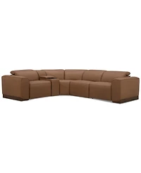 Lovro 5-Pc. Leather Sectional with 2 Power Motion Chairs & 1 Console, Created for Macy's