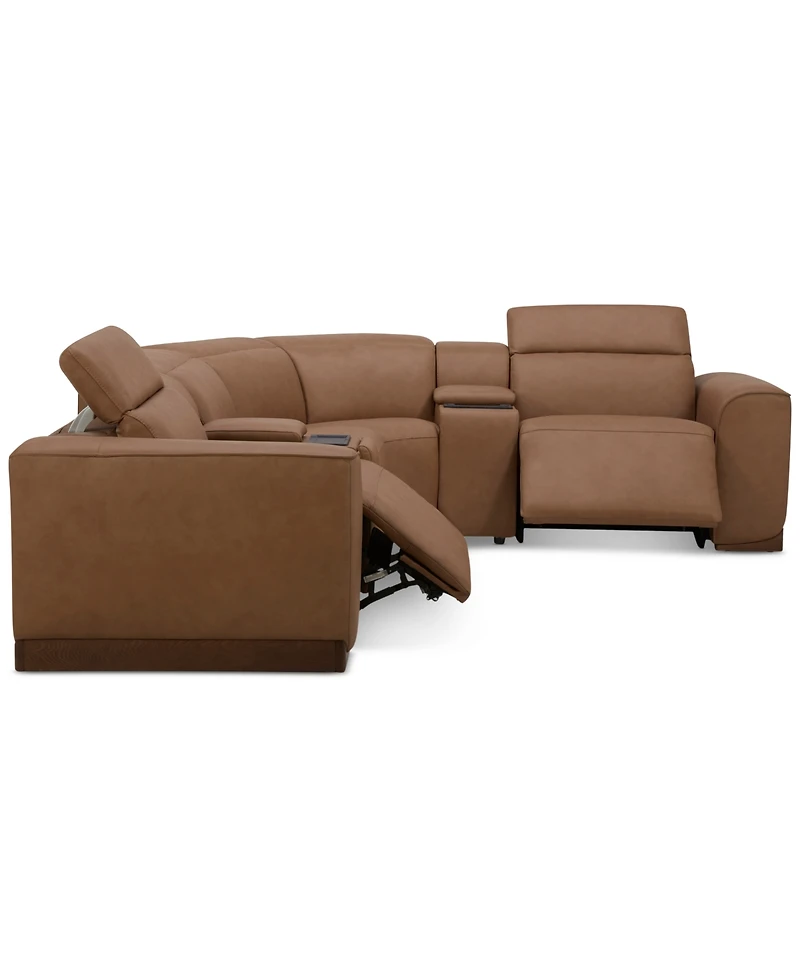 Lovro -Pc. Leather Sectional with Power Motion Chairs & 1 Console