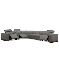 Lovro -Pc. Leather Sectional with Power Motion Chairs & 1 Console