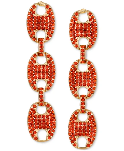 Guess Gold-Tone Pave Link Triple Drop Statement Earrings