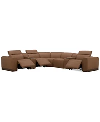 Lovro 7-Pc. Leather Sectional with 3 Power Motion Chairs & 2 Consoles, Created for Macy's