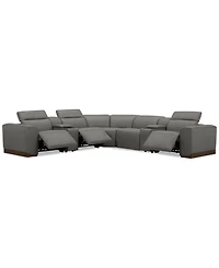 Lovro 7-Pc. Leather Sectional with 3 Power Motion Chairs & 2 Consoles, Created for Macy's