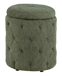 Office Star Erindale Round Storage Ottoman in Pine Fabric