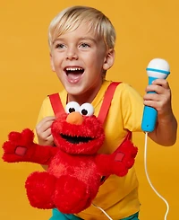 Singing Machine Plush Toy Karaoke Backpack with Microphone, Speaker, Songs Sound Effects, Sesame Street Elmo