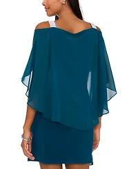 Msk Beaded-Strap Capelet-Back Dress