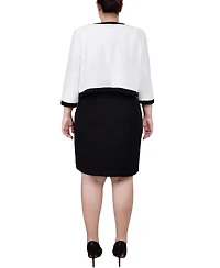 Ny Collection Plus 3/4 Sleeve Textured Knit 2 Piece Dress Set