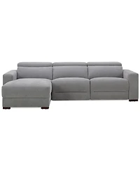 Nevio 3-Pc. Fabric Power Headrest Sectional and Chaise with 2 Motion Chairs