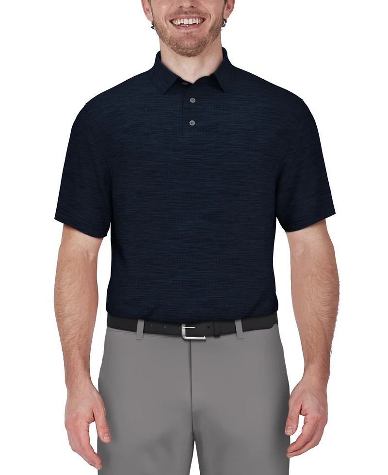 Pga Tour Men's Short Sleeve Airflux Heather Golf Polo Shirt