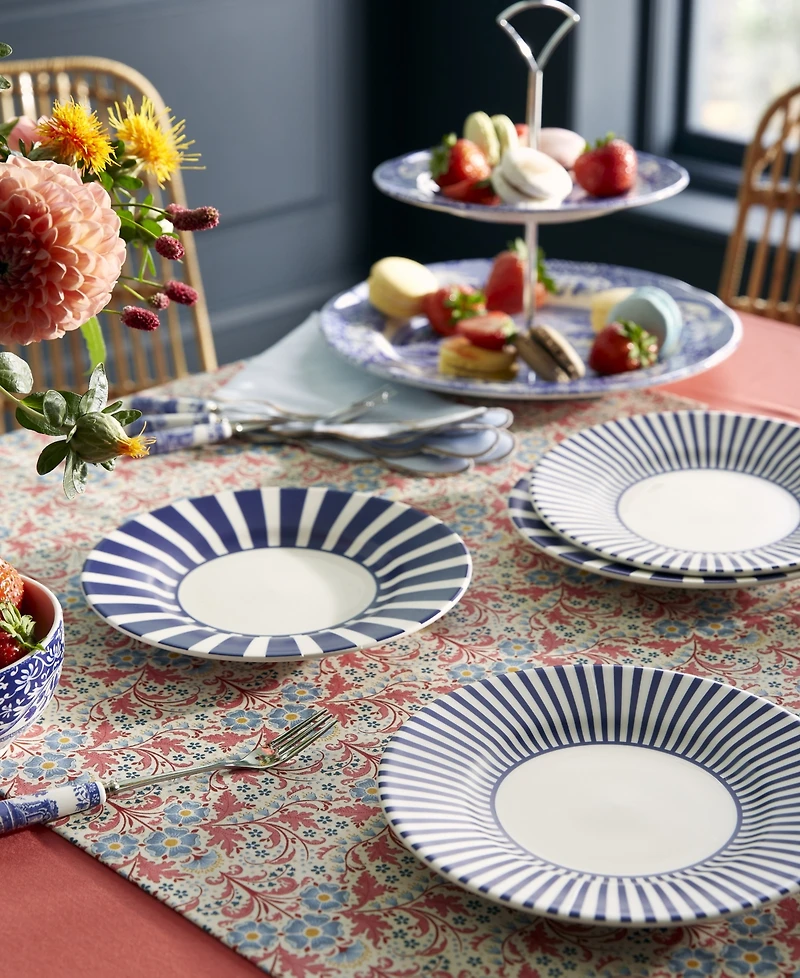 Spode Blue Italian Steccato Salad Plates, Set of 4