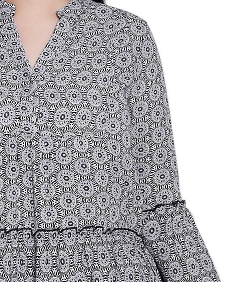 Ny Collection Plus 3/4 Sleeve Tiered Dress