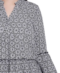 Ny Collection Plus 3/4 Sleeve Tiered Dress