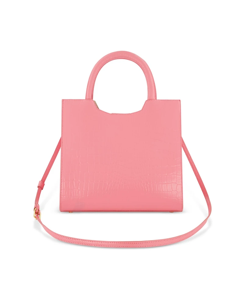 Crocodile Leather Buckle Detail Medium Tote Bag