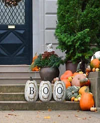 National Tree Company 13" White Pumpkin Boo Sign Decoration, Halloween Collection