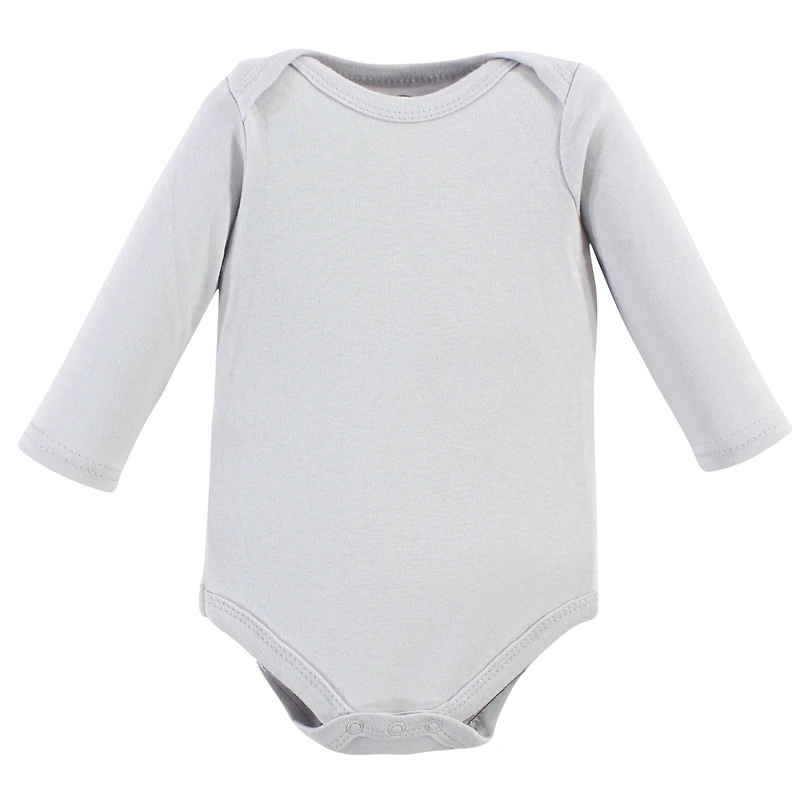 Luvable Friends Baby Boys Cotton Long-Sleeve Bodysuits 5pk, Basic Elephant