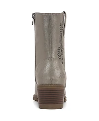 Blowfish Malibu Women's Rebel 2 Western Booties - Pewter Metallic Faux Leather