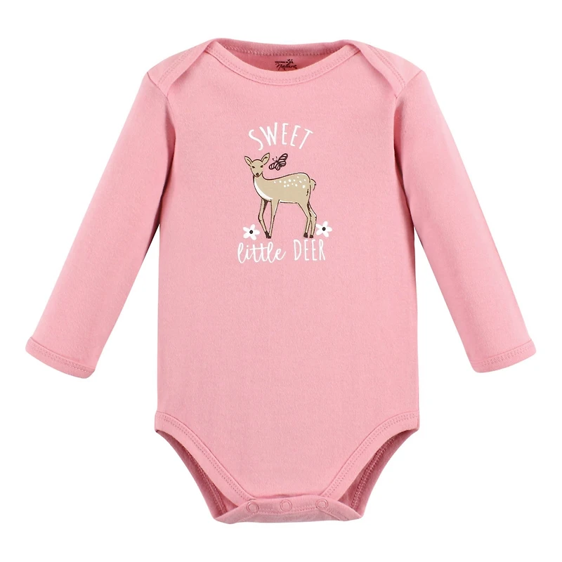 Touched by Nature Baby Girls Organic Cotton Long-Sleeve Bodysuits Woodland Alphabet 3-Pack
