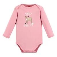 Touched by Nature Baby Girls Organic Cotton Long-Sleeve Bodysuits Woodland Alphabet 3-Pack