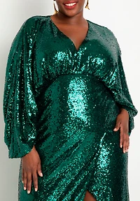 Eloquii Women's Plus Dolman Sleeve Sequin Dress