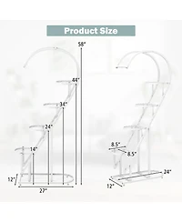 Costway 5 Tier Metal Plant Stand Heart-shaped Shelf with Hanging Hook for Multiple Plants