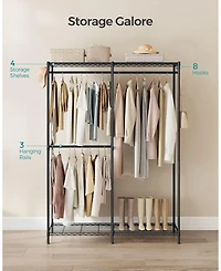 Slickblue Metal Clothing Racks, Heavy-Duty Garment Rack with Adjustable Wire Shelves, Hanging Rods, Hooks