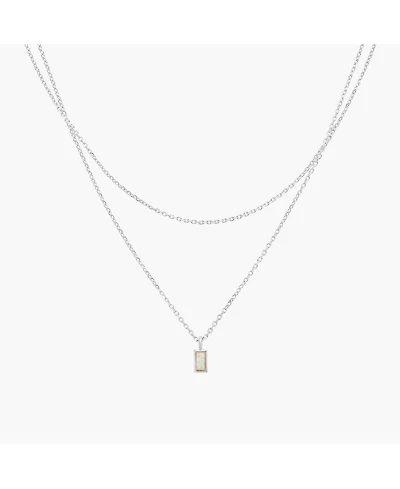 Sterling Silver Elayna Two Pre-Layered Opal Set Necklace – Delicate Statement, Sun-Kissed Style